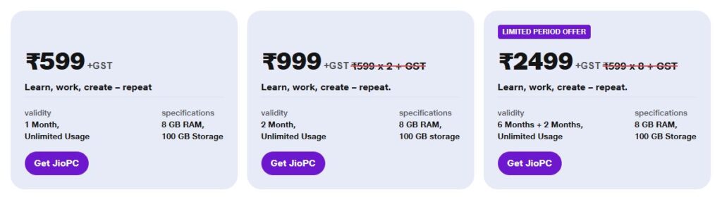 Jio PC Price List